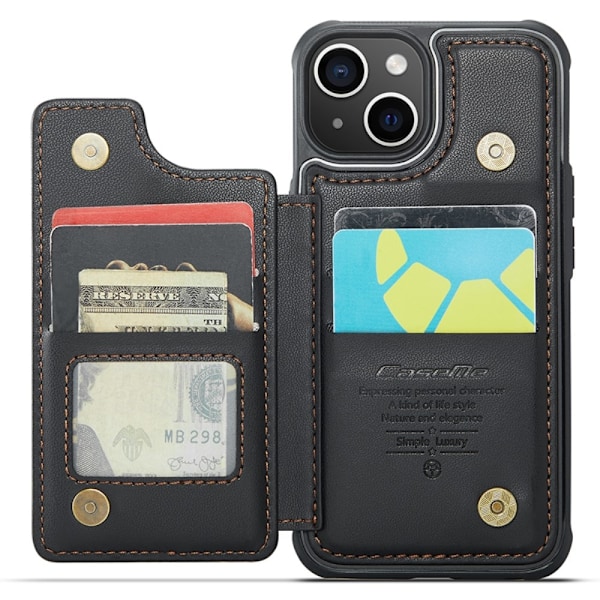 CASEME iPhone 15 Skal RFID Kickstand Plånbok Svart