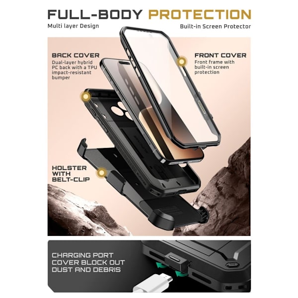 Supcase iPhone 17 Pro Max Skal Unicorn Beetle Pro Svart