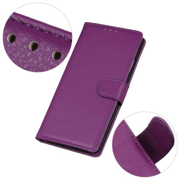 OnePlus 7T - Litchi Plånboksfodral - Lila Purple Lila