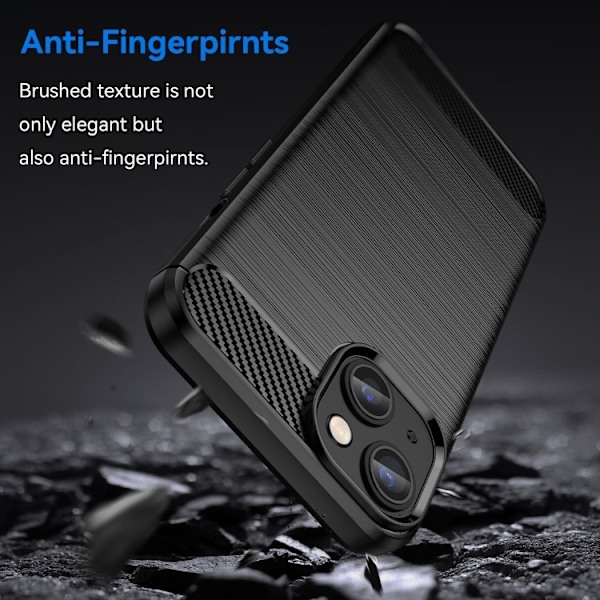 iPhone 14 Plus Skal Borstad Stål Textur Svart