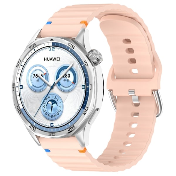 Klockarmband 22 mm Silikon Wave Design Rosa