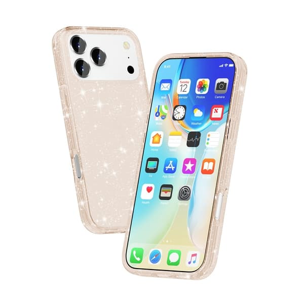 iPhone 17 Pro/18 Pro Skal Hybrid Glitter Guld