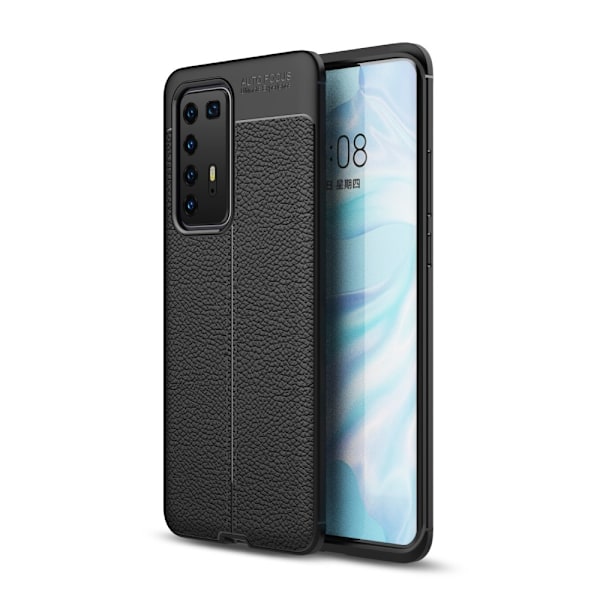 Huawei P40 Pro - Litchi Textur Skal - Svart Black Svart