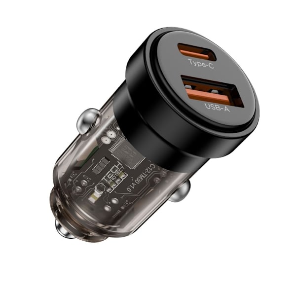 Tech-Protect 45W PD QC Billaddare USB-C / USB-A Svart