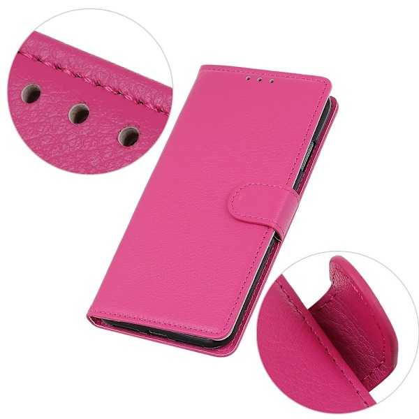 OnePlus 9 - Litchi Läder Fodral - Rosa Pink Rosa