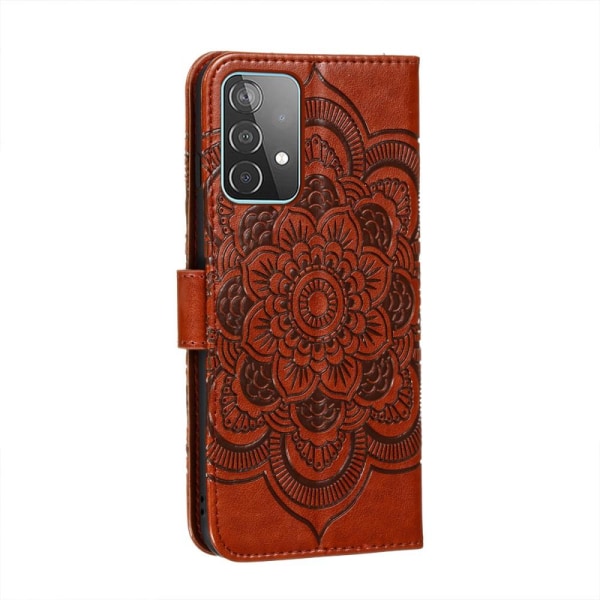 Samsung Galaxy A52 / A52s - Mandala Läder Fodral - Brun Brown Brun