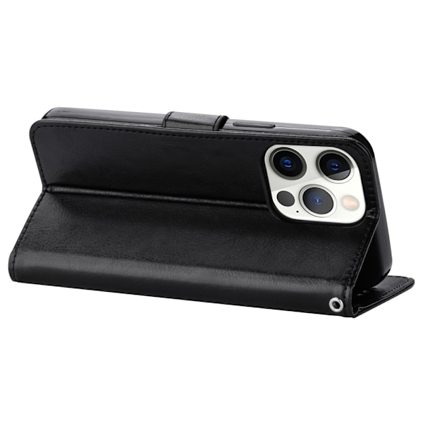 iPhone 13 Pro Max Fodral Crazy Horse Läder Svart Svart