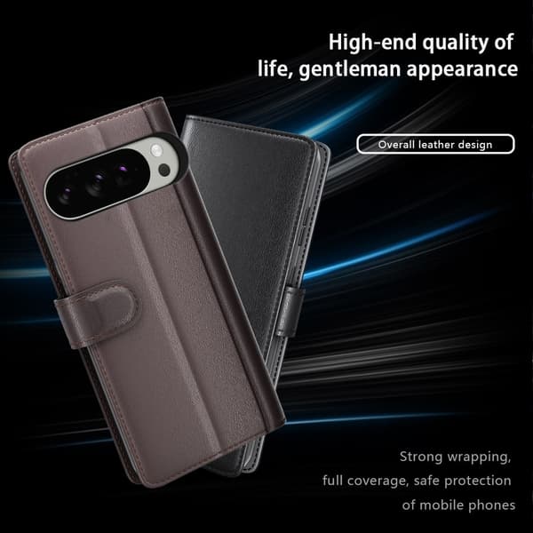 Google Pixel 10 Pro XL Fodral Premium Äkta Läder Brun