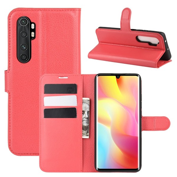 Xiaomi Mi Note 10 Lite - Litchi Plånboksfodral - Röd Red Röd