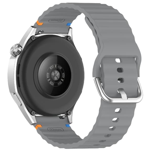 Klockarmband 22 mm Silikon Wave Design Mörk Grå