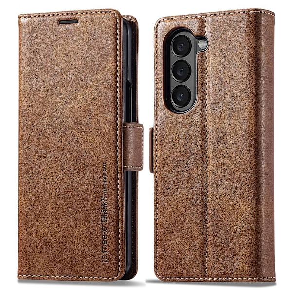 LC.IMEEKE Galaxy Z Fold 5 Fodral RFID Läder Brun