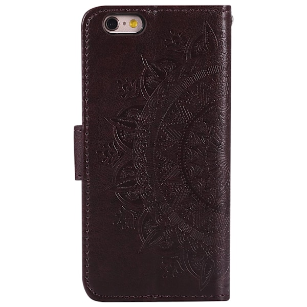 iPhone 6/6S - Mandala Läder Fodral - Brun Brown Brun