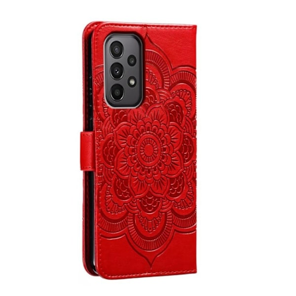 Samsung Galaxy A24 5G Fodral Mandala Läder Röd