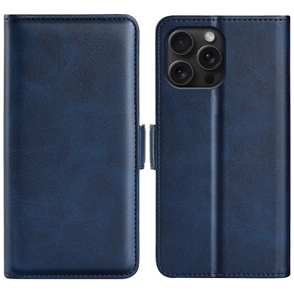 iPhone 16 Pro Max Fodral Flip Läder Mörk Blå