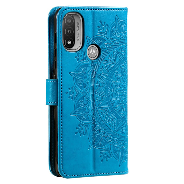 Motorola Moto E20 / E40 Fodral Mandala Läder Blå