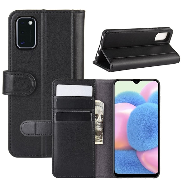 Samsung Galaxy A41 - Premium Split Läder Plånboksfodral - Svart Black Svart