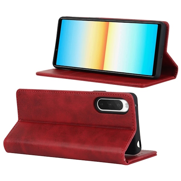 Sony Xperia 10 IV Fodral Flip Läder Röd