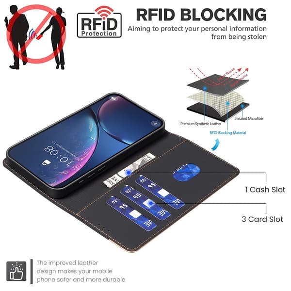 BINFEN iPhone 17 Pro Max Fodral RFID Splicing Color Svart