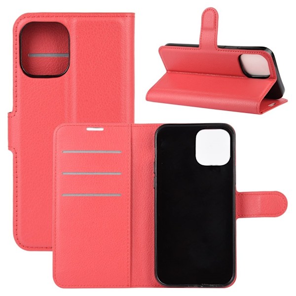 iPhone 12 Pro Max - Litchi Fodral - Röd Red Röd