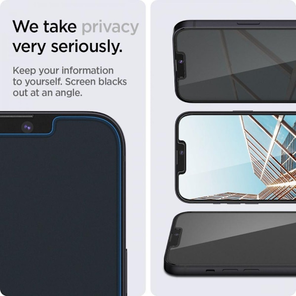 Spigen 14 Plus / iPhone 13 Pro Max "Ez Fit" 2-PACK Skärmskydd Privacy