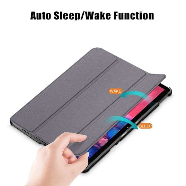 Lenovo Tab P11 / P11 Plus - Tri-Fold Läder Fodral - Grå Grey Grå