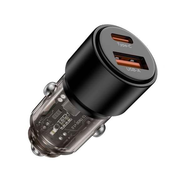 Tech-Protect 95W PD QC Billaddare USB-C / USB-A Svart