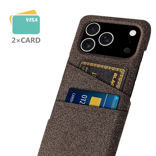 iPhone 17 Pro Skal Med Kortfack Tygbelagt Brun