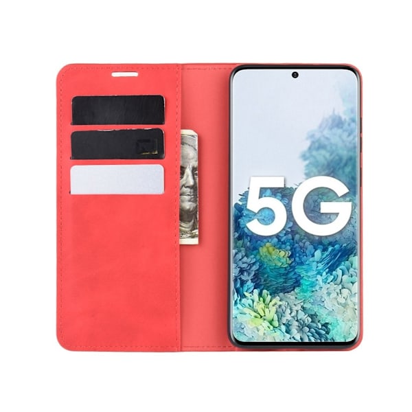 Samsung Galaxy S20 FE - Silkeslent Läderfodral - Röd Red Röd