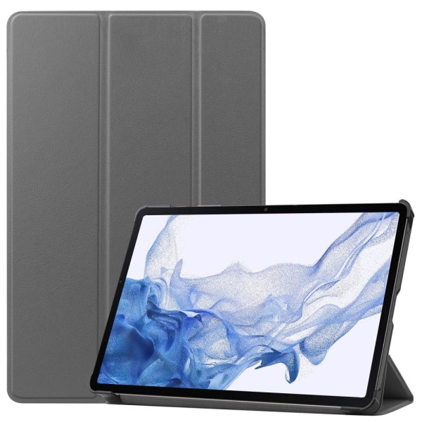 Samsung Galaxy Tab S9 Fodral Tri-Fold Läder Grå