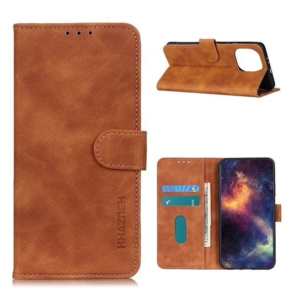Xiaomi Mi 11 - KHAZNEH Retro Läder Fodral - Brun Brown Brun
