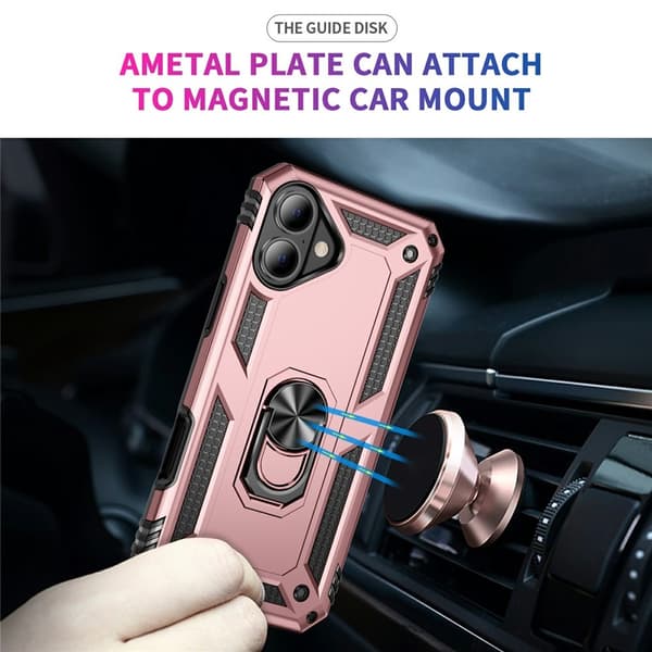 iPhone 17 Skal Shockproof Hybrid Ring Roséguld