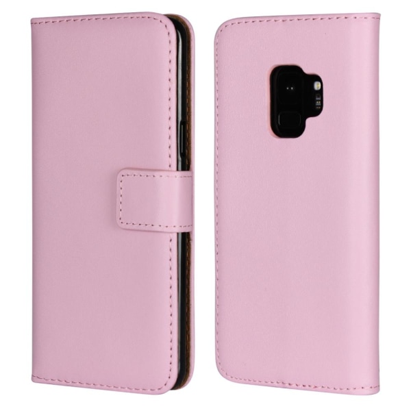 Samsung S9 Plus - Plånboksfodral I Äkta Läder - Ljus Rosa LightPink Ljus Rosa