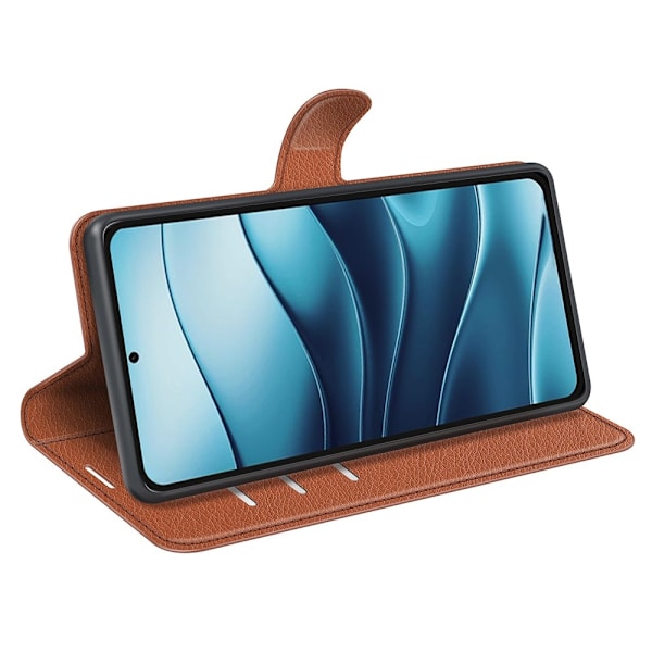 Xiaomi Redmi Note 14 5G Fodral Litchi Läder Brun