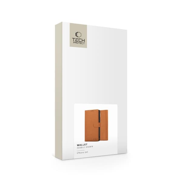 Tech-Protect iPhone 17e / 16e Fodral Läder Saddle Brown