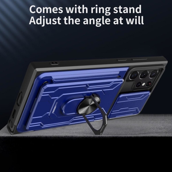 Samsung Galaxy S22 Ultra Skal Hybrid Armor Ring Blå