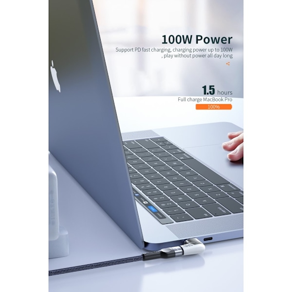 ESSAGER 100W 5A USB-C/USB-C Magnetisk Adapter Svart