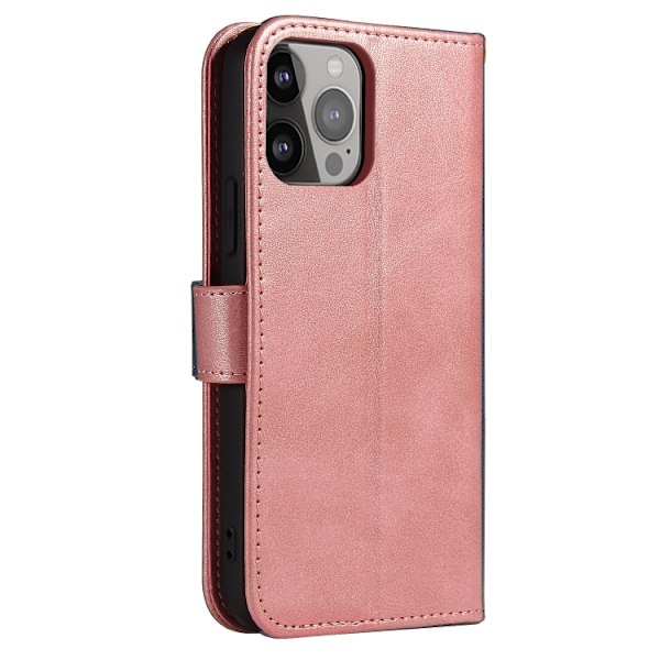 iPhone 14 Pro Fodral Klassiskt Läder Roséguld
