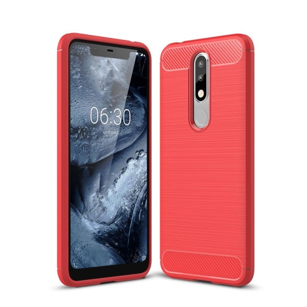 Nokia 5.1 Plus - Brushed TPU Skal - Röd Red Röd