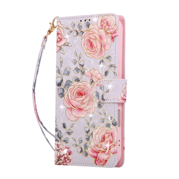 iPhone 18 Pro/17 Pro Fodral RFID Läder Rosa Blommor