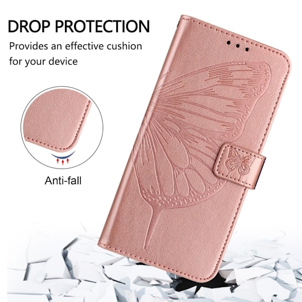 Google Pixel 9a Fodral Fjäril Tryck Roséguld