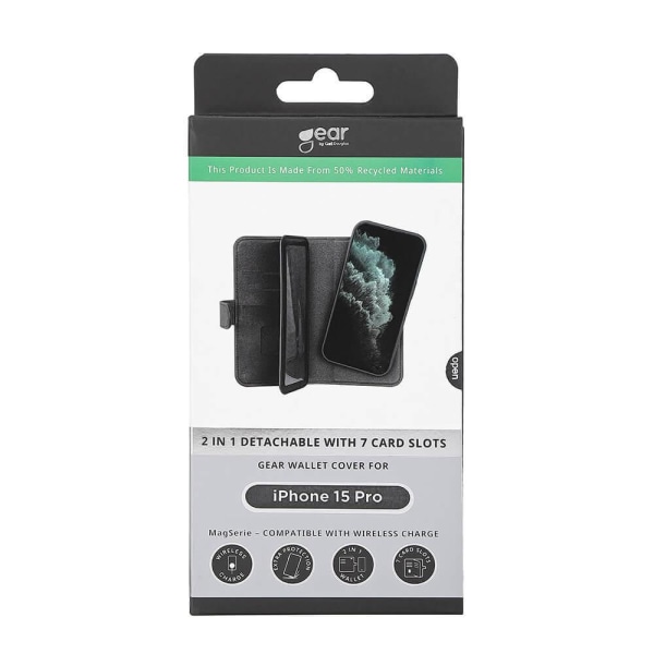 GEAR iPhone 15 Pro 2in1 MagSafe Magnet Fodral / Skal Flerfack Sv