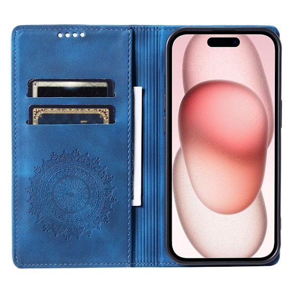 iPhone 16 Pro Max Fodral Mandala Flip Läder Blå