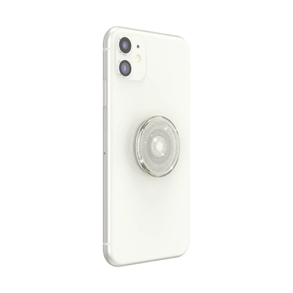 PopSockets Avtagbart Grip med Ställfunktion Clear Glitter Silver