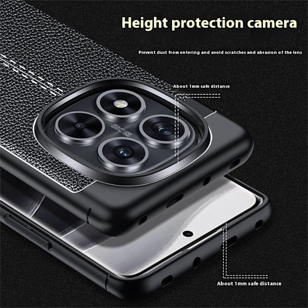 Xiaomi Redmi Note 14 Pro/Pro Plus 5G Skal Litchi Textur Svart