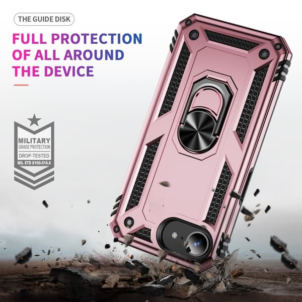 iPhone 17e / 16e Skal Shockproof Hybrid Ring Roséguld