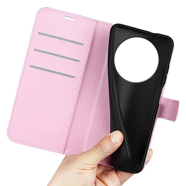 Honor Magic7 Lite Fodral Litchi Läder Ljus Rosa