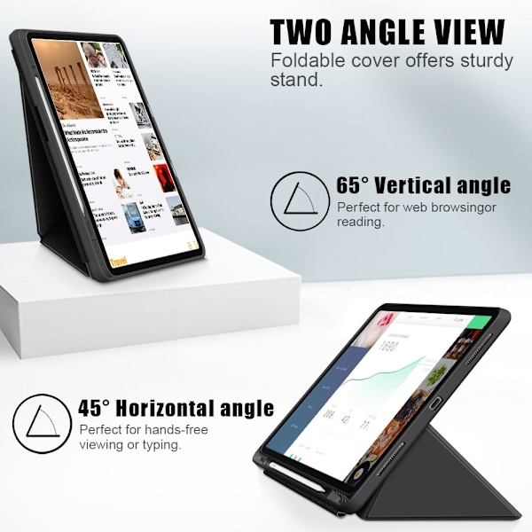 iPad Pro 12.9 (2018/2020/2021) - Origami Läder Fodral - Svart Svart