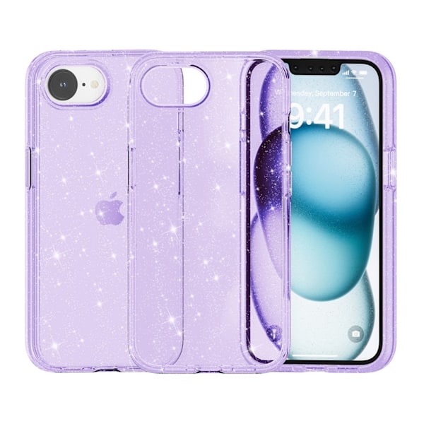 iPhone 16e Skal Glitter Shockproof Lila