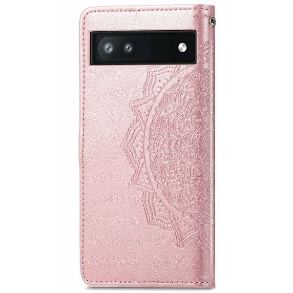 Google Pixel 6A Fodral Mandala Läder Roséguld