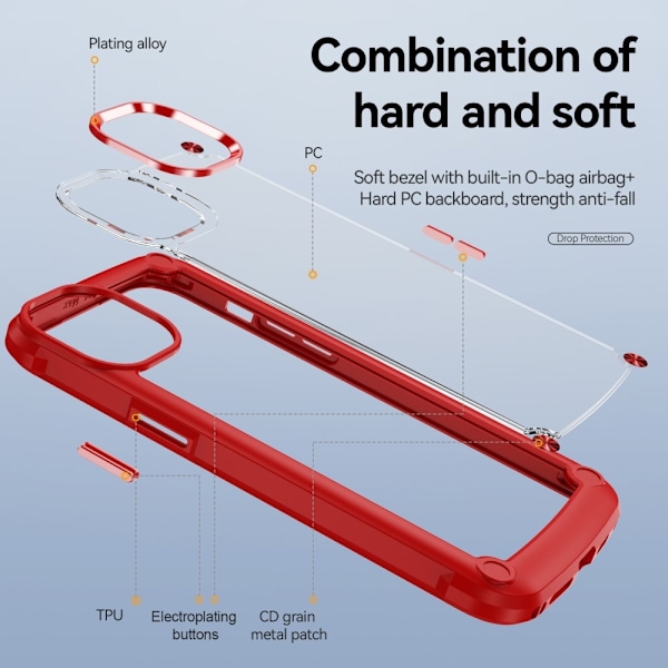 iPhone 16 Pro Skal Shockproof Hybrid Armor Röd
